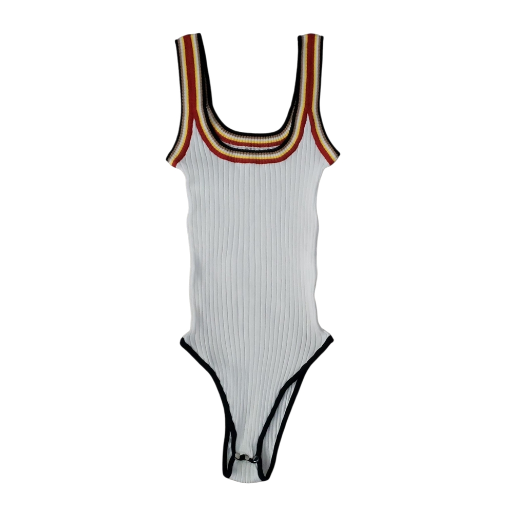 Striped Ribbed Bodysuit S-M
